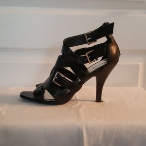 SPRING Black Buckeled Heels